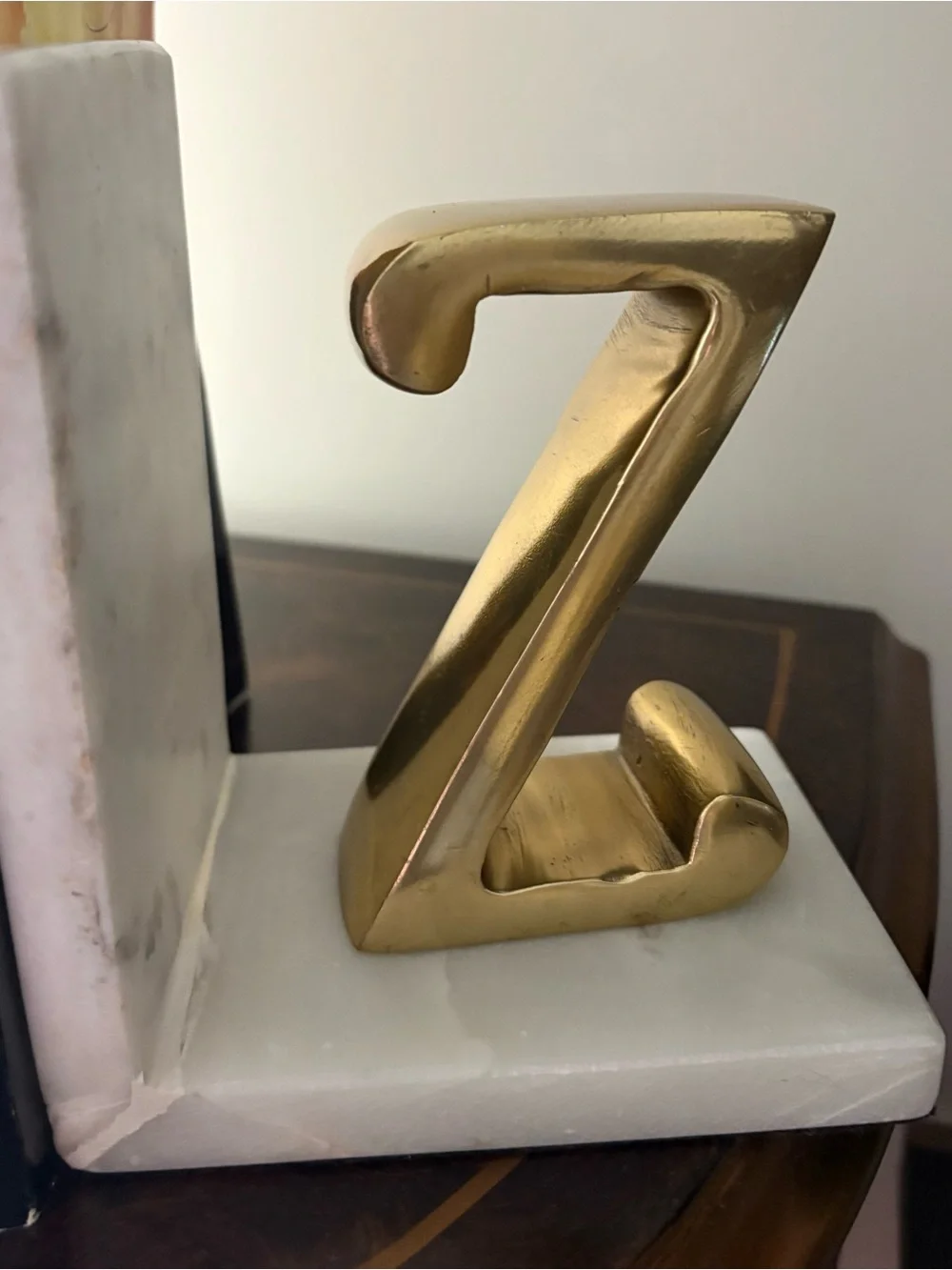 Brass and White Marble Bookends - Classic Home Accents